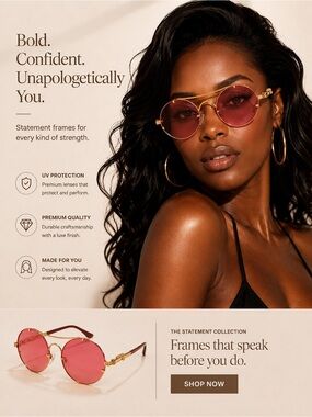 Gold Frame Sunglasses with Pink Lenses - Designer Style
